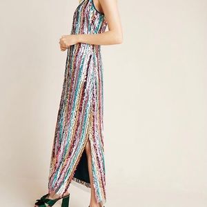 Anthropologie Marguerite Sequin Maxi Slip Dress